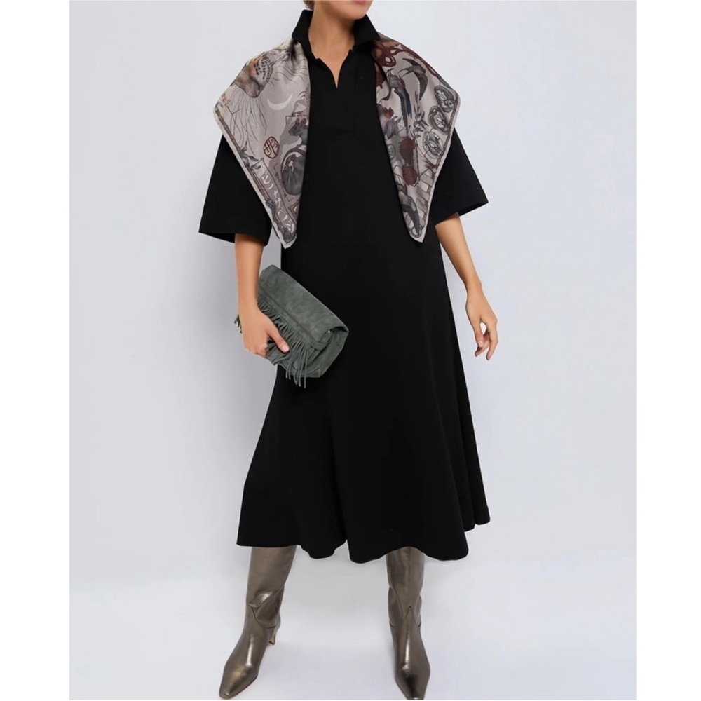 Tuckernuck Black Midi Dress with Gray Scarf